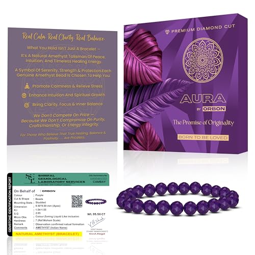 Image of ORBON Certified Natural Crystal Stone Bracelet for Men & Women | Powerful Gemstone Bracelet | Real Certified Stones with Authenticity Certificate & Activation Card