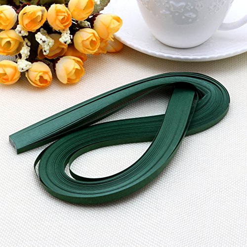 Shoresu 120 Stripes Quilling Paper 5mm Width Solid Color Origami Paper DIY Hand Crafts Dark Green 52cm/20.47"