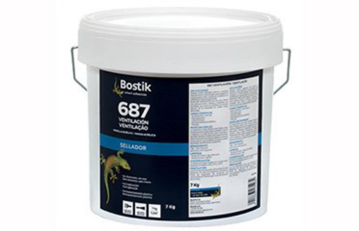 Bostik Scellant Acrylique Applicable au Fer à Repasser ou à l'embout 687 Ventilation Pot 7 kg Gris, Noir