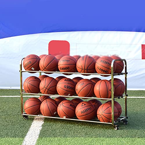 Ballenkar Zilveren Rollende Opbergwagen voor Sportballen, Volleybal Stand Voetbal Houder voor Kamer Garage Kelder… - Image 3