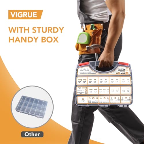 Image of VIGRUE 1045PCS Grade 8.8 Metric Bolts and Nuts Assortment, M4 M5 M6 M8 M10 Bolt Assortment, Heavy Duty Zinc Plated, Length from 12mm - 30mm