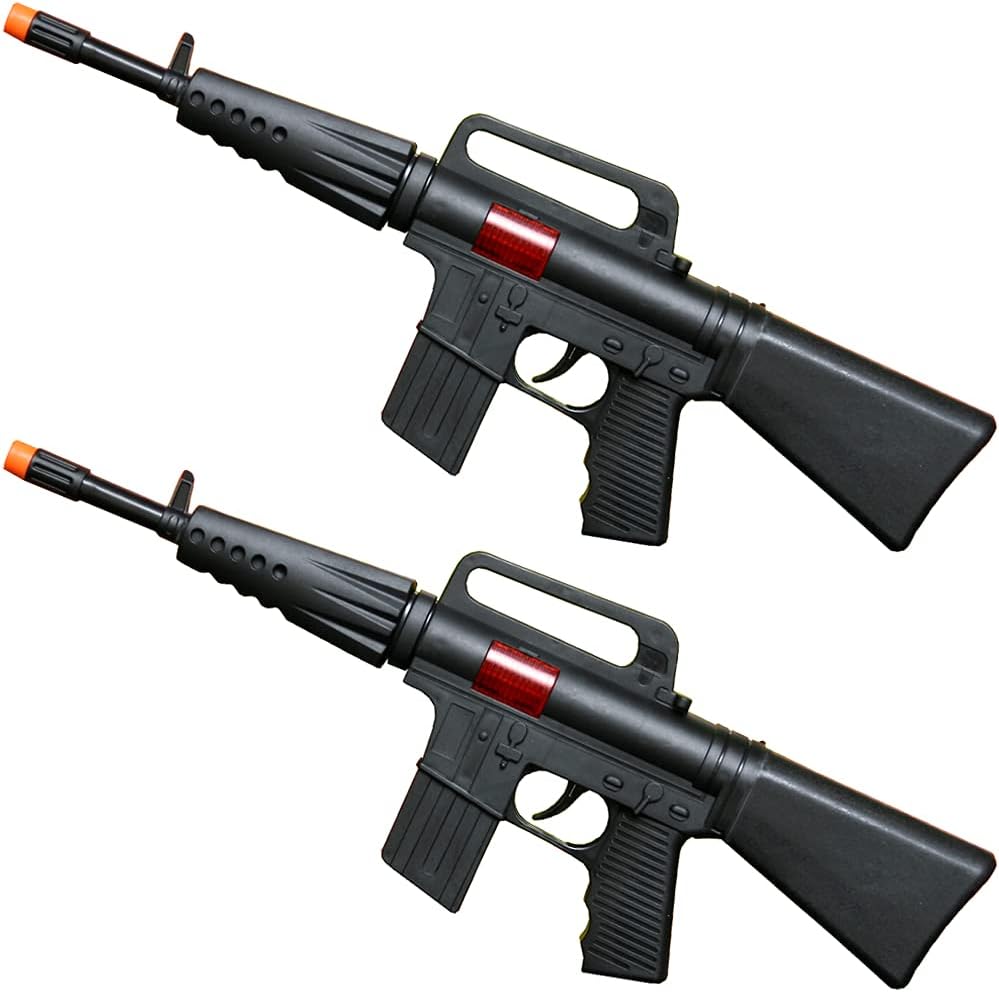 Army Rifle Gun Toy, Set of 2, Pretend Play Toy, Sound and Sparking Action, Black, 16 Inches