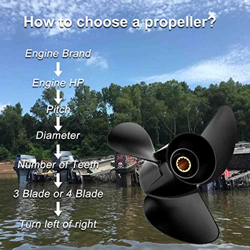 Fymp 10.25 X 14/15/16-G Polished Stainless Steel Boat Outboard Propeller For Yamaha Engines 40-60Hp,13 Spline Tooth,Rh (10.25 X 15, Black) #TOP5