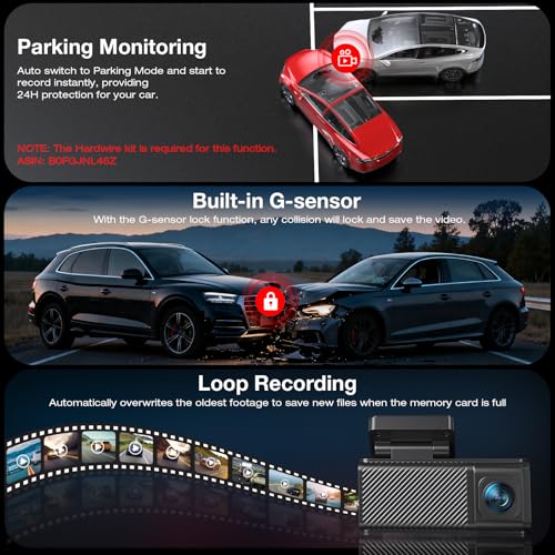 Beferich 4K+2.5K Dash Cam Front and Rear, Built-in GPS, 5.8G WiFi, Free 64GB Card Included - image 5