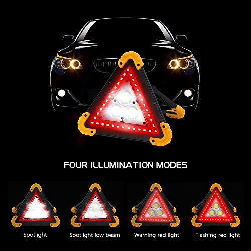 Triângulo Lanterna Sinalização Carro Led 4 Modos C/ Bateria