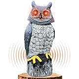 Ugold Solar Powered Garden Owl with Motion Detection, Rotating Head, Realistic Hoots and Silent Mode, Outdoor Statue and Sculpture, Owl Decoration for Home, Garden, Patio and Lawn