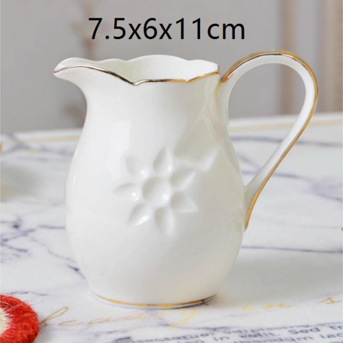 MRKU Pot à Lait, saucière, Tasse à Eau, pichet, crémier, Distributeur de café, sucrier, Lot de 2, Style européen, en céramique, Motif Tournesol doré Peint