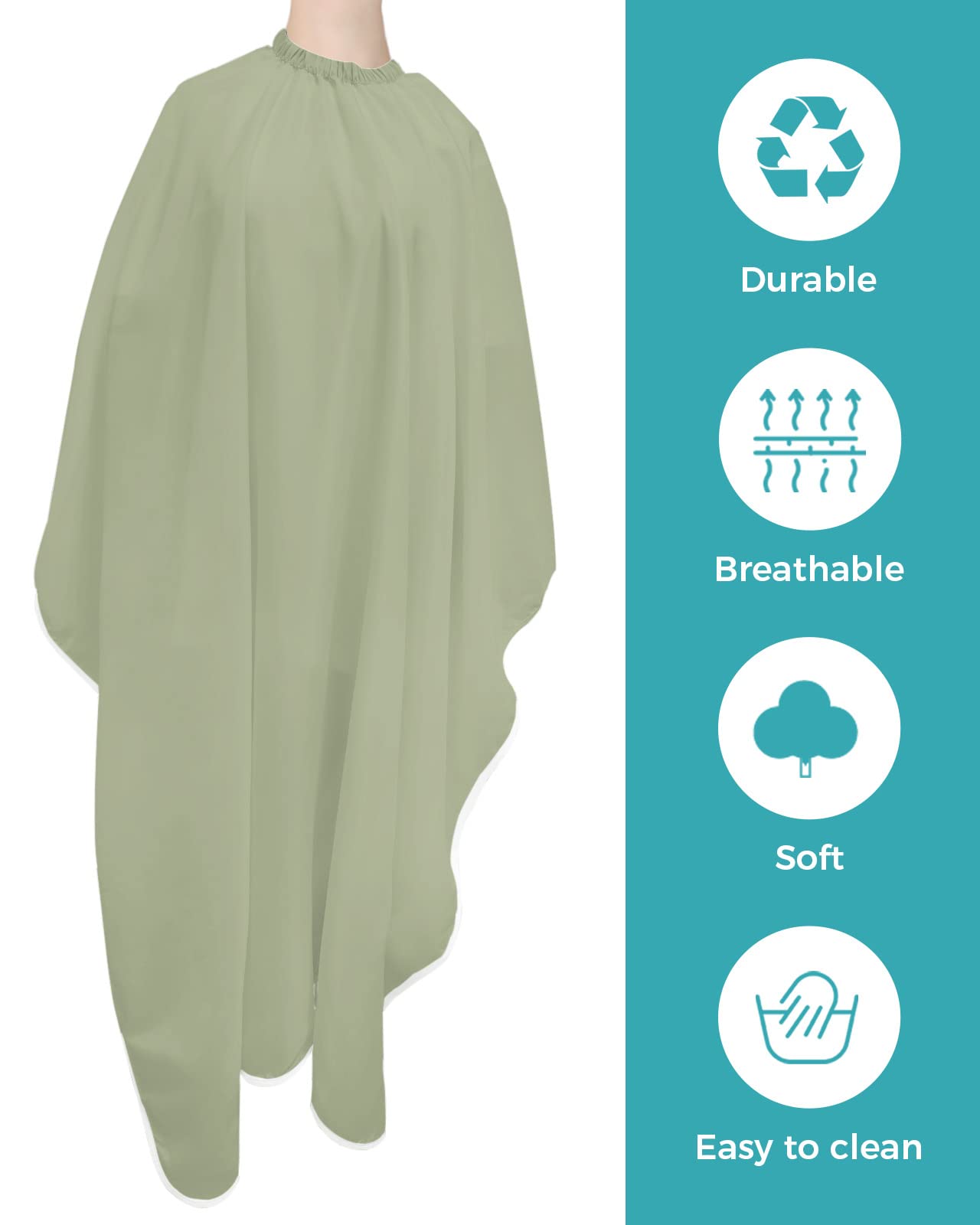 Sage Green Barber Cape - Salon Hair Cutting Cape for Women,Men,Kids,Adults,Haircut Cape with Adjustable Elastic Neckline Stylist Cape Gown Accessories Abstract Modern Minimalist Soild Color