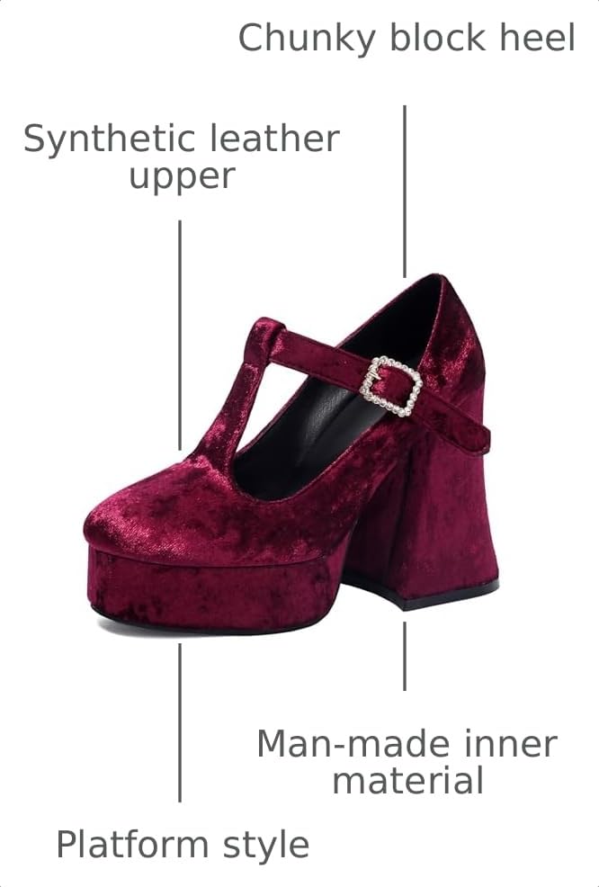 Image of KOKOMOMO Womens Lace Flower Heels Goth Platform Shoes Chunky High Heel Mary Janes Gothic Shoe