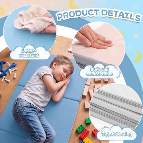 Image of Wesiti 5 Pcs Folding Kids Nap Mats for Preschool Daycare, 3 Section Folding Rest Mats Sleeping for Kids Toddler Nap 1 Inch Thick, Kindergarten School Classroom Supplies (Morandi)