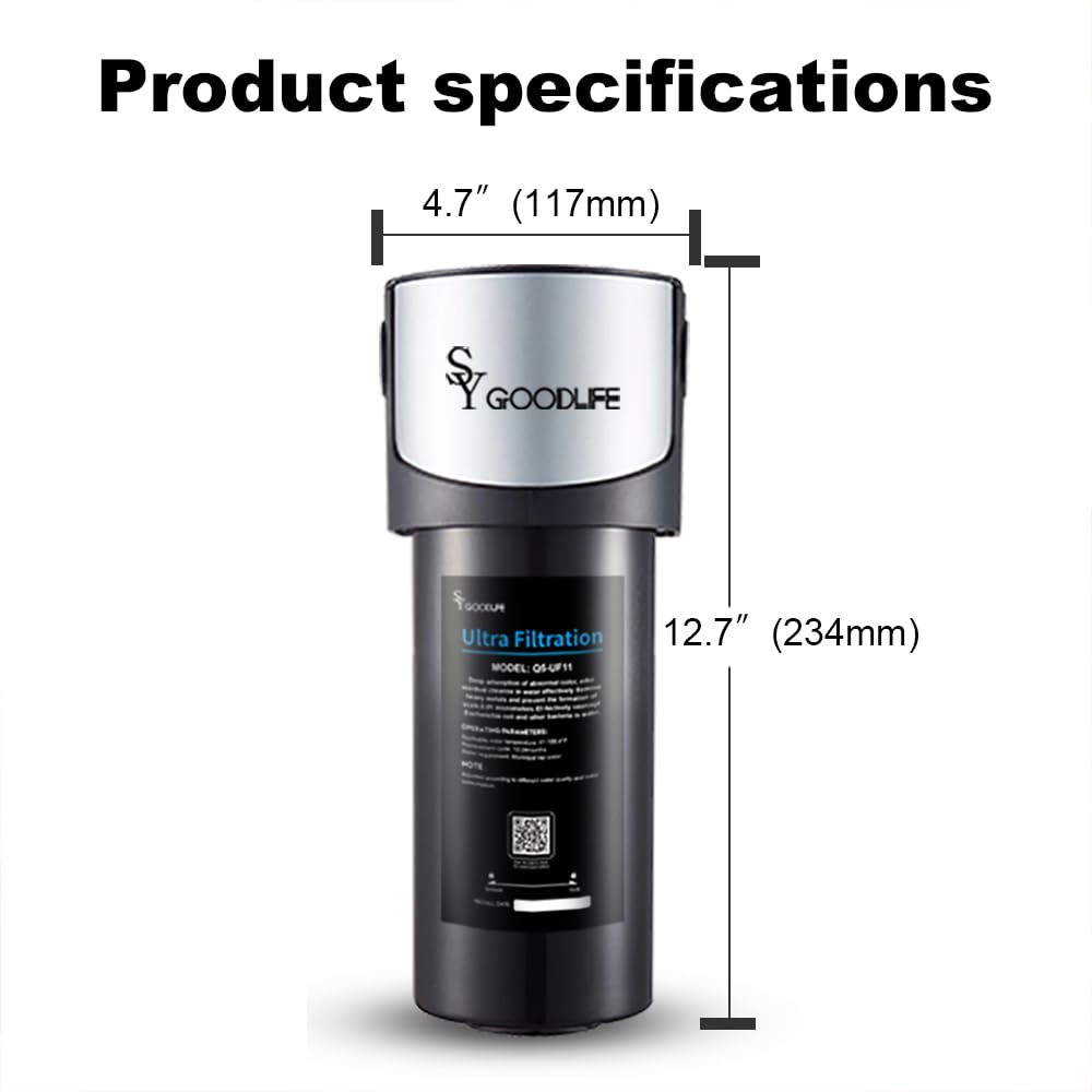 Q5-UF11-NSF/ANSI 42 & 53 Système de filtration d'eau sous évier certifié 0,01 micron, connexion directe au robinet de cuisine, réduction de la baçt, réduit les métaux lourds, le chlore, le