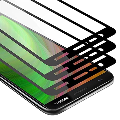 Cadorabo 3x Vidrio templado cobertura completa compatible con Nokia 5.1 2018 en TRANSPARENTE con NEGRO - Paquete de 3 Vidrio protector de pantalla en dureza 9H con compatibilidad touch 3D