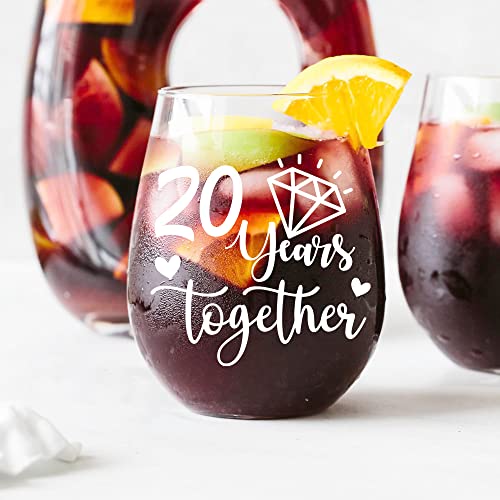 Agmdesign Happy 20Th Anniversary Wine Glass, 20 Years Together , Wedding Engagement Gifts For Women Men, 20 Year Anniversary Party Decor, His And Hers Gifts Ideas For Anniversary #TOP4