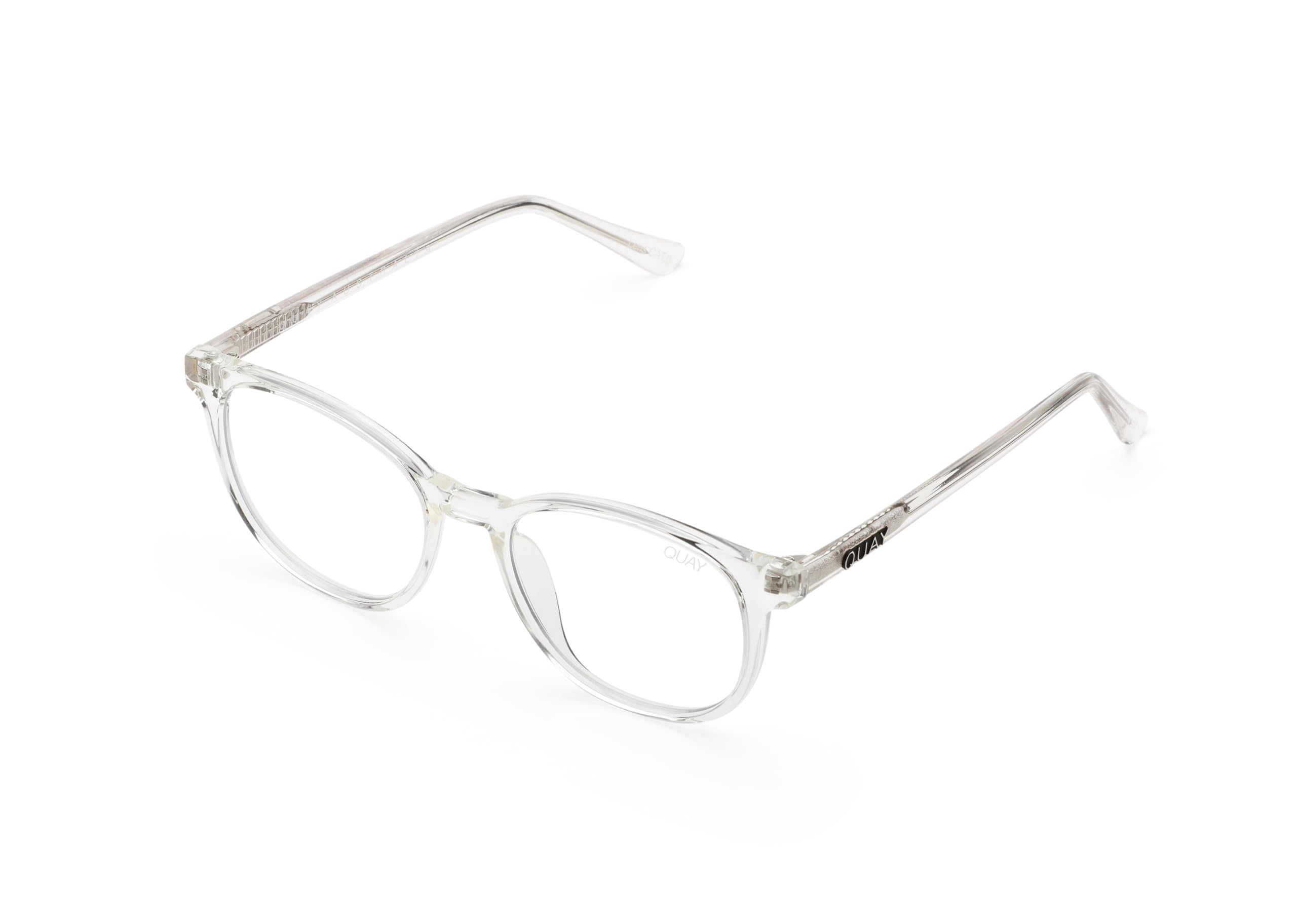 Quay - Gafas de luz azul para hombres y mujeres, lentes redondas con protección de luz azul (plano, transparente), Lente de luz azul transparente/transparente, Medium
