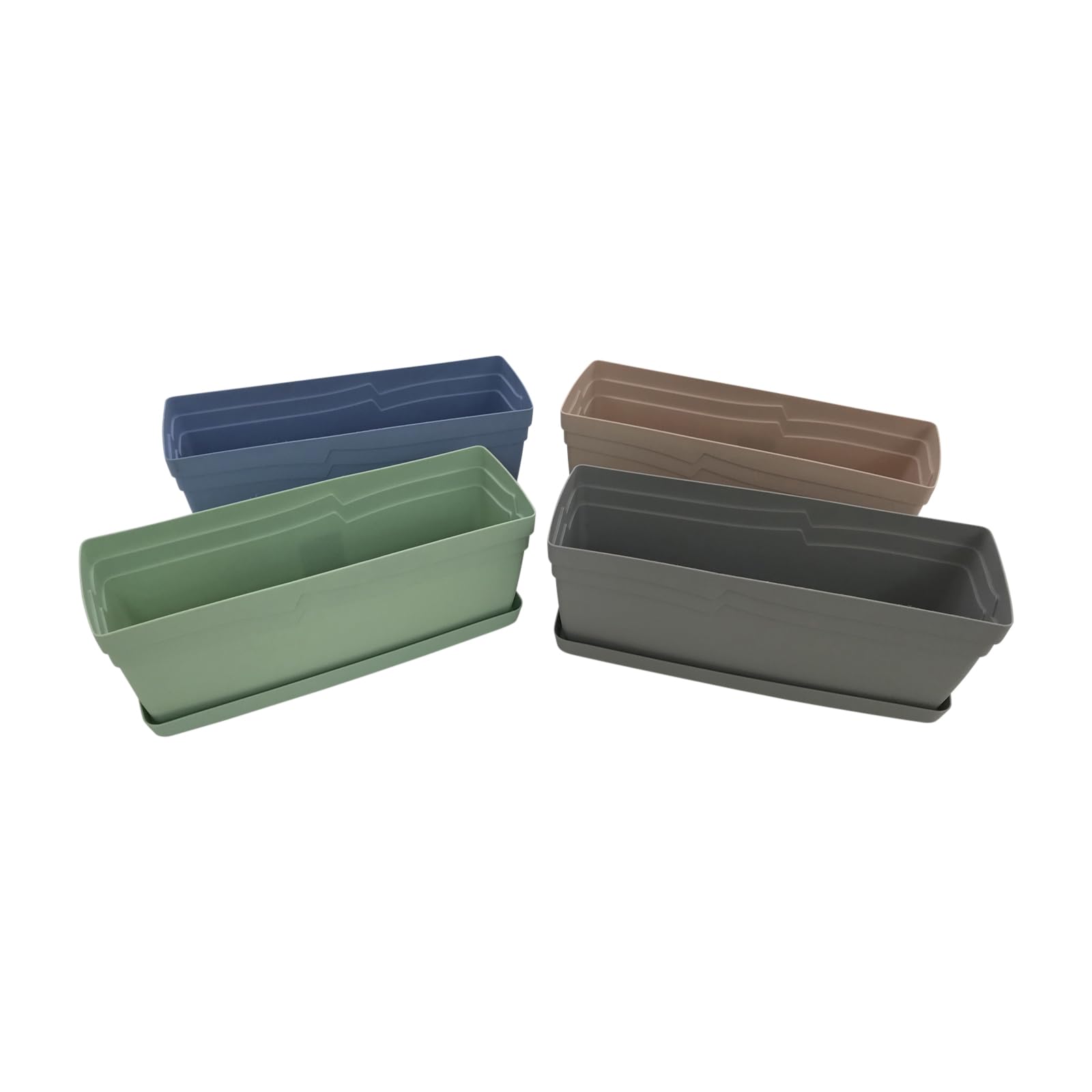 Oakland Gardens Box Planter Window Garden Trough Seed Herb Tray Strong Plant Pot Pastel Coloured | Pastel Blue | Pack of 10