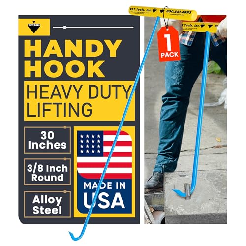 T&T Tools Heavy Duty Handy Hook – Portable 30 Inch with 3/8" Round Pump Hook End –Multipurpose Lifting and Pulling Tool for Manhole Covers, Septic Tanks, Storm Drains, Sewer Lids & More –1 Pack