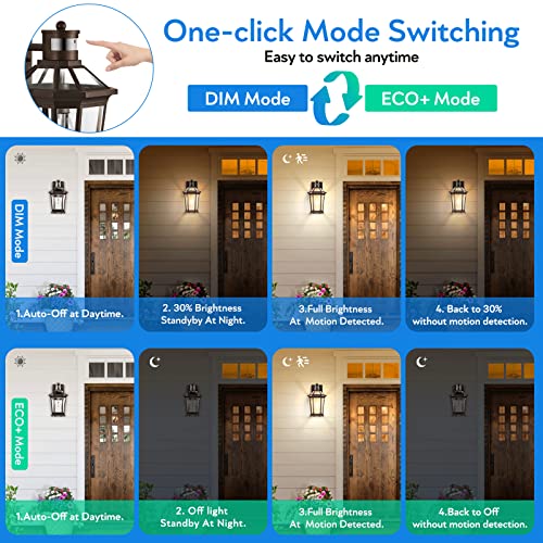 Vianis Motion Sensor Porch Light, Oil Rubbed Bronze Dusk To Dawn Outdoor Lighting Wall Mount For House, Anti-Rust Exterior Wall Lantern With Tempered Clear Glass For Entryway Doorway Garage Entrance #TOP1