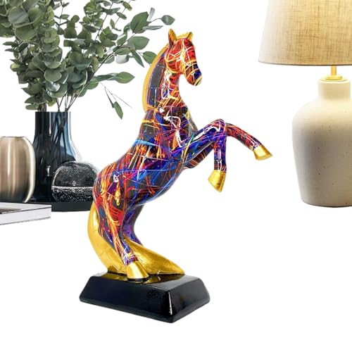 Lpsdssre スタンディングホースフィギュア | 樹脂 グラフィティ 動物 彫刻 美学 | 立ち馬樹脂像 - リビングルーム 寝室 テーブル 本棚 キャビネット用