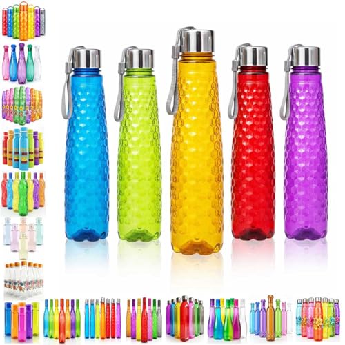 Image of RED WIND Unbreakable 1 Litre Honeycomb Texture Water Bottles with Strap | Pack of 3 | Multicolor | Leakproof Screw Cap | BPA-Free | Bottles for Fridge, Home, Office, School and Travel