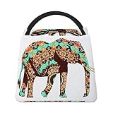  LafalPer Pieghevole Borsa Termica Pranzo Scuola Piccola Borsa Frigo Mini Lunch Bag Donna Borse a Mano porta Alimenti Elefante floreale vintage