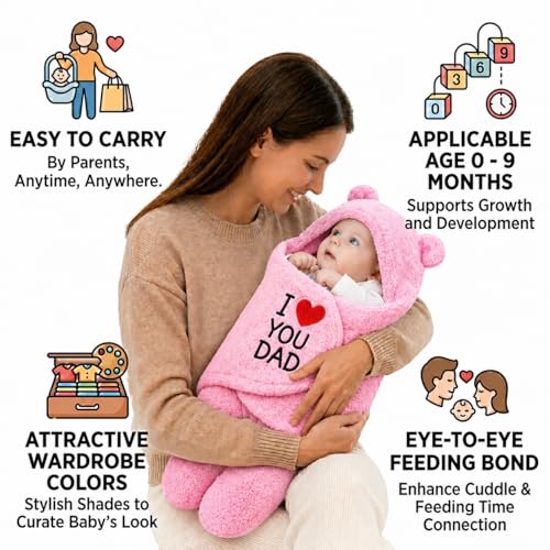 Image of BRANDONN Baby Blanket Newborn Gift Pack of Swaddle Wrapper, 0-9 Months, Length 68 cm x Width 68 cm
