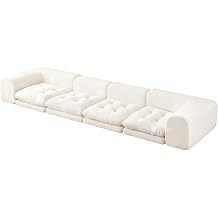 Combet Modern French Cream Low-Profile Tatami Sofa, Plush Cushioned Lounge Couch, Contemporary Minimalist Living Room Furniture Mibai, SIRW