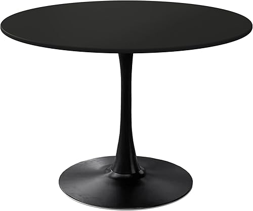 Miniatura 3 de DKLGG Mesa de comedor redonda moderna de 42 pulgadas con tablero de mesa de MDF mesa de pedestal de base de metal mesa de cocina para 4 a 6 personas