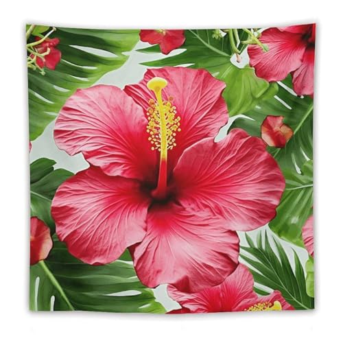Tapisserie murale fleurs d'hibiscus pour habiller un mur vide sans peindre