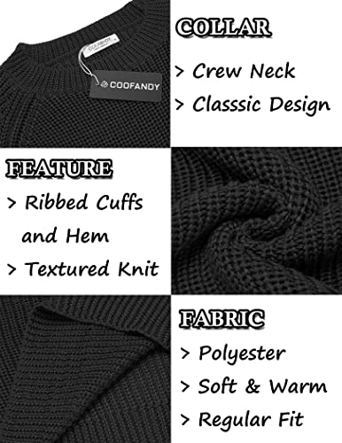 Coofandy Men's Crewneck Knit Lightweight Sweater Long Sleeve Sweaters And Pullovers Black #TOP3