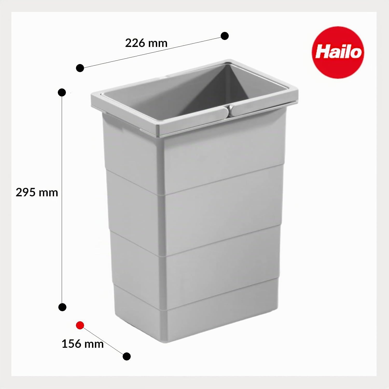 Hailo 8 L Inneneimer Paar 1075959 hellgrau | Ersatzabfalleimer für Rondo und Raumspar-Tandem Abfallsammler | Kunststoff-Eimer mit Doppelhenkel | Passend für Hailo 3603631 | Hochwertiges Zubehör Küche