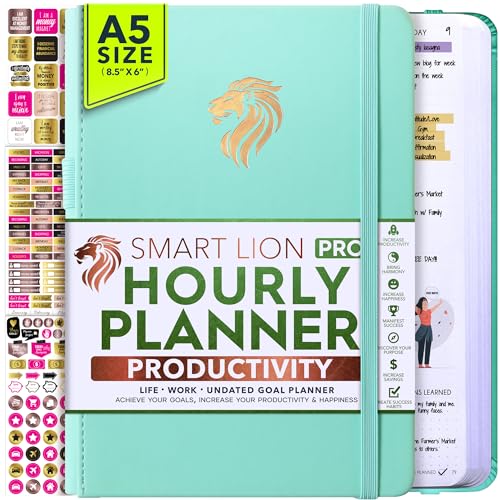 Image of Hourly Planner - Undated Daily, Weekly & Monthly Planner with Budget Section | A 12 Month Journey to Increase Productivity & Happiness | Life Organizer & Gratitude Journal - Horizontal Format