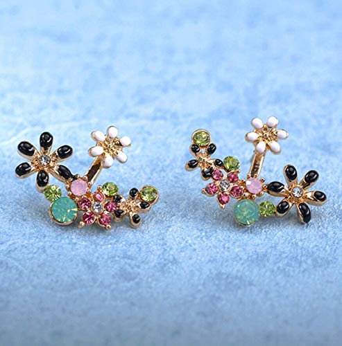 Flower Ear Jacket Earrings for Women Flower Cluster Ear Cuff Ear Jacket Front Back Ear Cuffs Stud Earring3