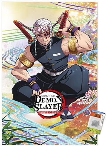 Demon Slayer poster Tengen Uzui grand format 56x86 cm avec set de badges de collection