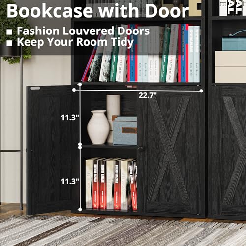 Ironck Industrial Bookshelves And Bookcases With Doors Set Of 2 Floor Standing 6 Shelf Display Storage Shelves 70 In Tall Bookcase For Home Office thumb #2