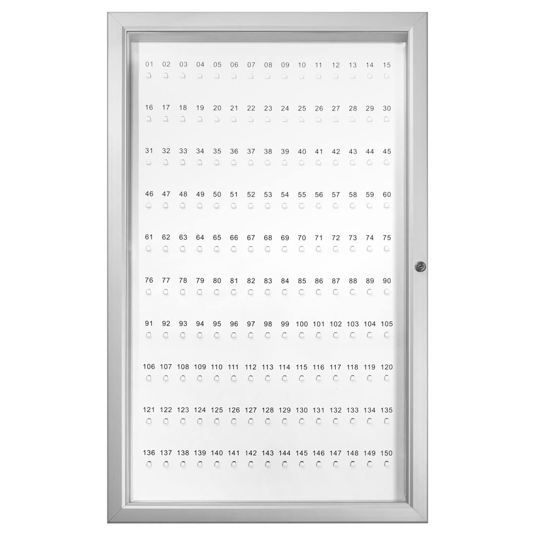 Danieli Store - Armario para Llaves con 150 Ganchos Numerados. Caja para Llaves con Puerta de Acrílico Transparente y Fondo de Acero Lacado