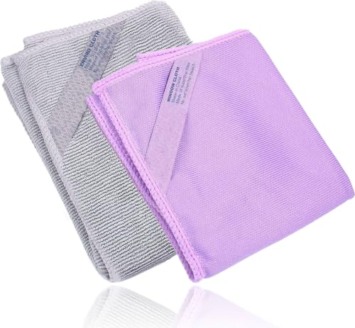 Norwx Basic Package - Window Cleaning Cloth (Purple) and EnviroCloth (Grey) Microfiber Cleaning Cloth Streaks Schatches Free Just Add Water (Purple 1 Pack Grey 1 Pack).