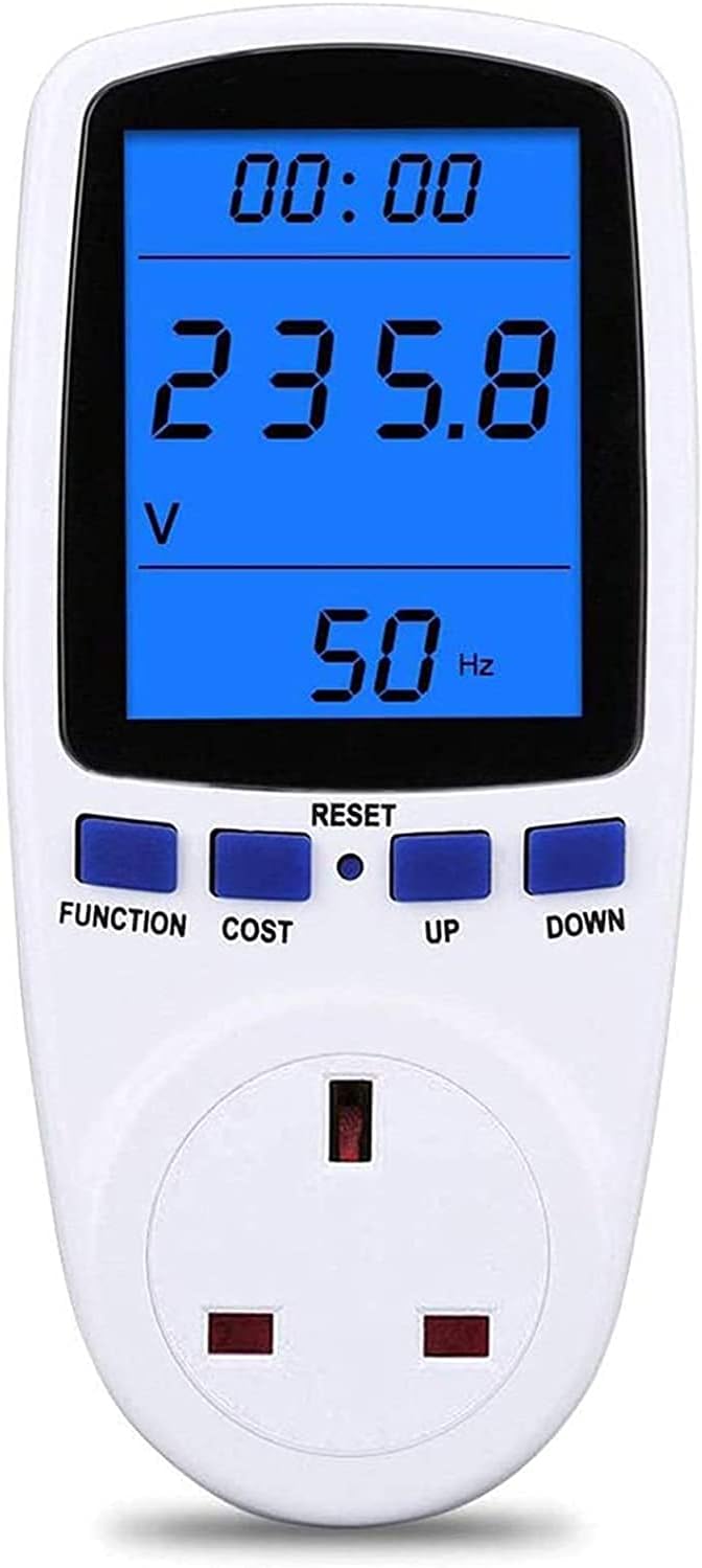 Power Meter Plug Energy Monitor Watt Backlight LCD Display Electricity Usage Consumption Analyzer Voltage Amps Wattage KWH Outlet Socket, Updated Version 180° Viewing Angle