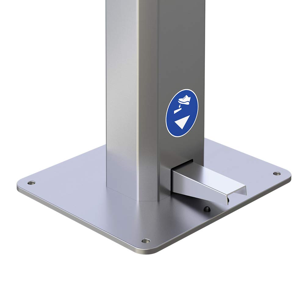 Distributeur de gel hydroalcoolique sans contact - pédale à pied (Gris inox)