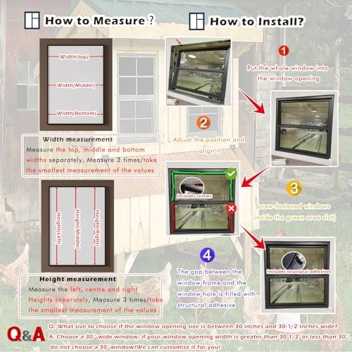 Aluminum Frame Vertical Utility Shed Window - High-Performance Sliding Windows for House & Chicken Coops, Includes Screws, Weather-Resistant Design