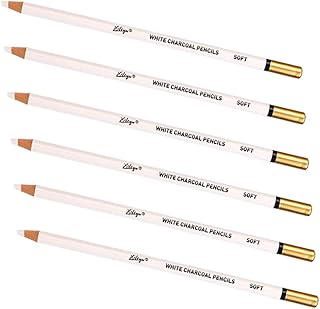 COHEALI 6Pcs Lápis De Desenho Lápis De Madeira Bastões De Giz Branco Borracha Lápis De Desenho A Carvão Branco Desenho De Lápis De Grafite Branco Almofada De Desenho Lápis De Desenho