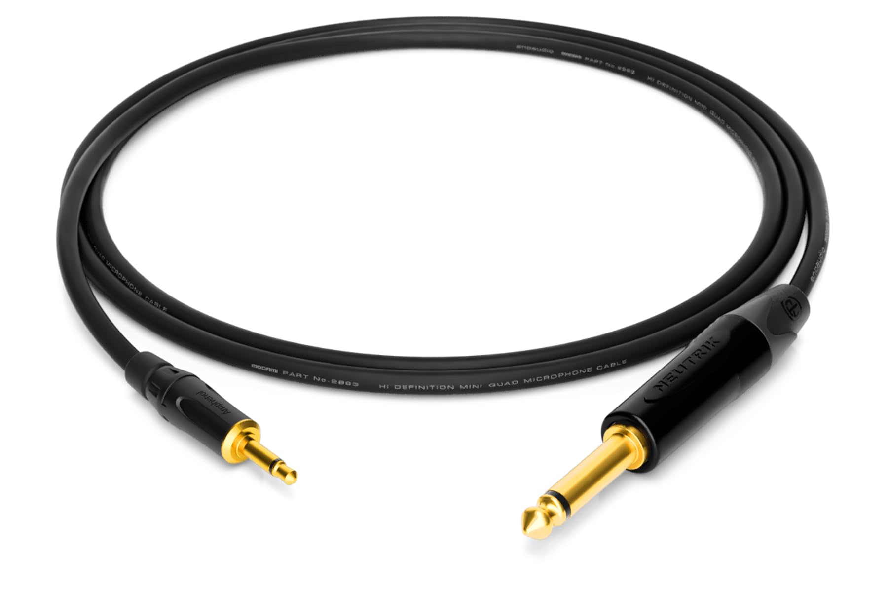 enoaudio Mogami 2893 High-Definition Eurorack kabel adapterowy | Neutrik Gold 6,3 mm TS jack - mini jack 3,5 mm TS | HiFi, czarny, 0,5 m