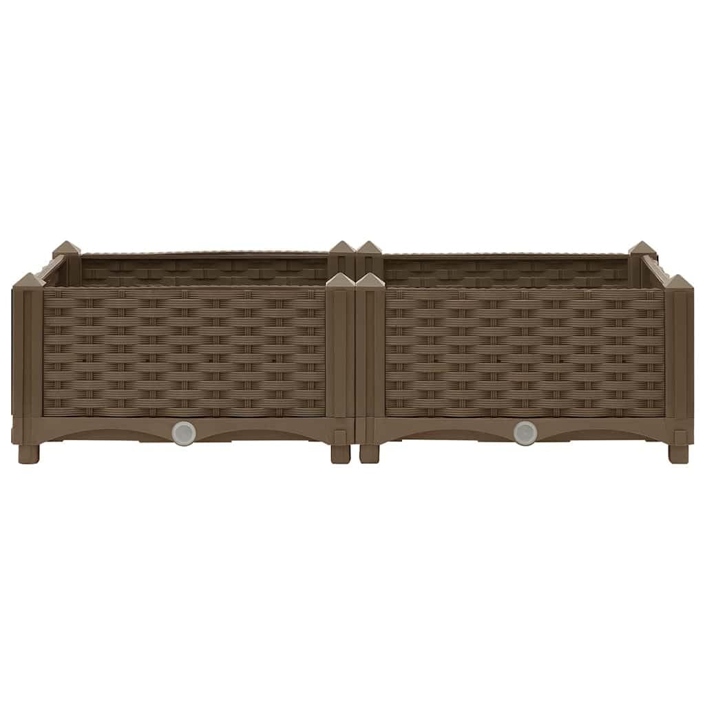 Podwyższona grządka, 80 x 40 x 23 cm, z odpornego na warunki atmosferyczne polipropylenu, donica na rośliny, na balkon, taras, do ogrodu, grządka na zioła, brązowa