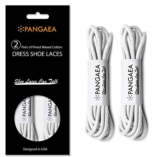 Image of [4 Laces] 2-Pair Pack Waxed Round Oxford Shoe Laces for Dress Shoes Chukka 3 /32Inch Thin