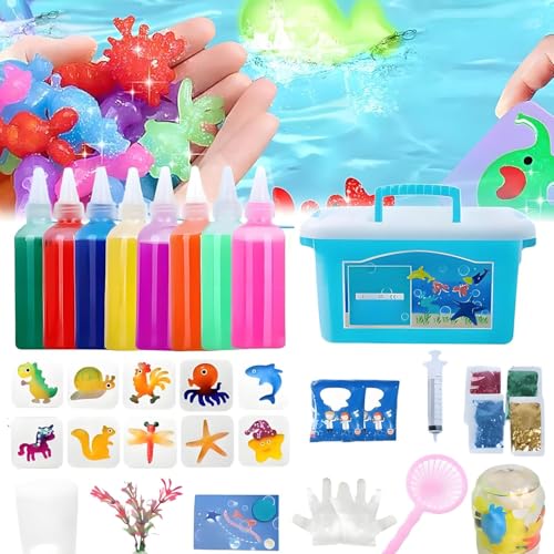 Magic Water Elf Toy Kit, Squishy Making Kit, Water Elf Kit,Aqua Animal Toy, Creative Magic Water Toy Creation kit, Contains 60ml Capacity with 6 Colors and 6 Molds