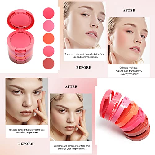 Ucanbe B00WG6WLUI 5 Colors Face Blusher Palette Waterproof Matte Long Lasting Lightweight Blush Powder Pink Coral Blushing Pallet thumb #1