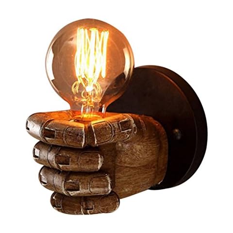 Heritan Retro Right Hand fist Resin Wall lamp Loft Industrial Wind Decoration Antique Wall lamp E27 Screw Interface Cover