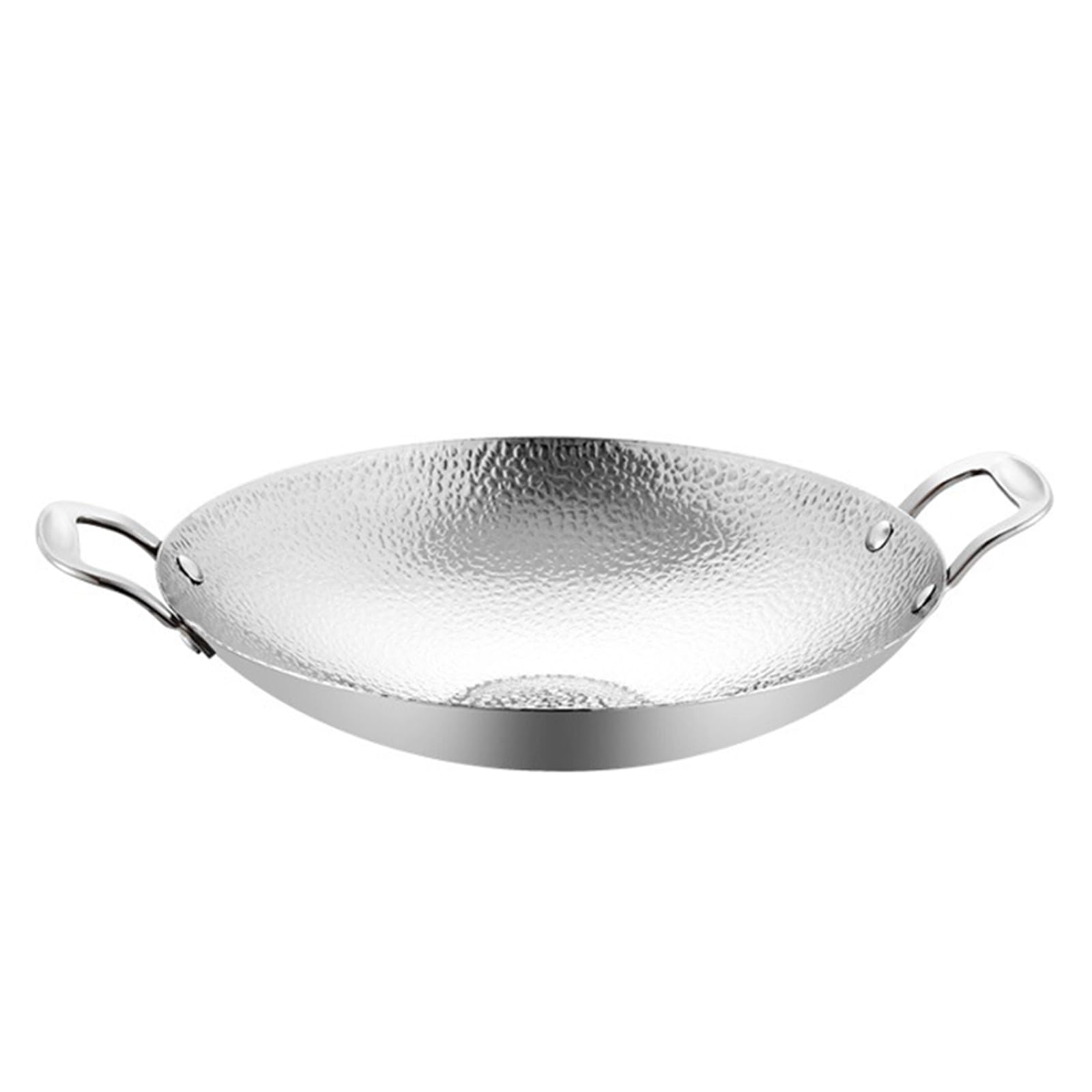 SVRITE Paellera antiadherente de acero inoxidable de 20,3 cm, 22,8 cm, 25,4 cm, 28 cm, sin recubrimiento, plato redondo de acero inoxidable, sartén honda, apta para todas las superficies de cocción