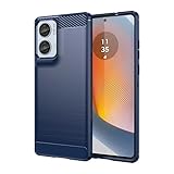 Capa Capinha Anti Impacto Para Moto G85 - Case Com Desenho Fibra De Carbono Shock Queda - Danet (Azul)