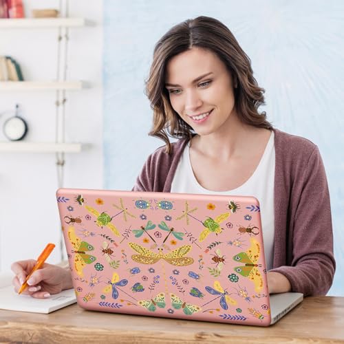 Image of DINKY Laptop Skin Sticker Decal 15.6 inch 15.4 inch 12 inch 13 inch 13.3 inch 14 inch 15 inch Laptop Universal Vinyl Skin Stickers Cover Art Decal Notebook PC Personalized Protector, Pink Dragonfly