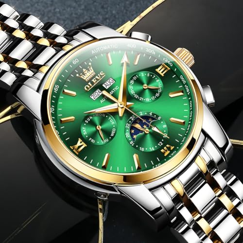 Image of OLEVS Mens Automatic Watches Skeleton Mechanical Self Winding Luxury Fashion Dress Wrist Watch Luminous Waterproof